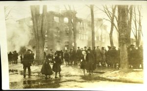 Title: "Observing the Fire", Creator: unknown, Date: February 27th, 1919, Source: The SUNY Cortland Archives, Original Format: Photograph