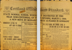 State Normal School Wholly Burnt Down; Cortland Standard; February 27th, 1919; SUNY Cortland Library Archive; newspaper article