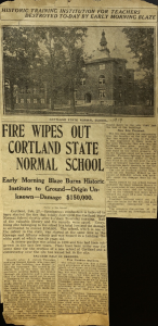 1919 Cortland Fire Damage; Cortland Standard Newspaper; February 27, 1919; SUNY Cortland Memorial Library Archive; Print Newspaper