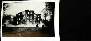 Cortland Normal School on fire; photographer unknown; 1919; SUNY Cortland Library Archive; photo