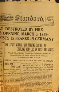 State Normal School Wholly Burnt Down; Cortland Standard; February 27th, 1919; SUNY Cortland Library Archive; newspaper article
